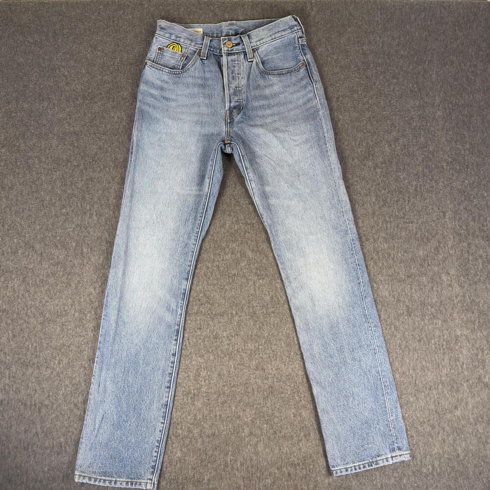 Levis 501 Jeans x Super Mario Mens 26x28 Blue Selvedge Denim Button Fly Nintendo